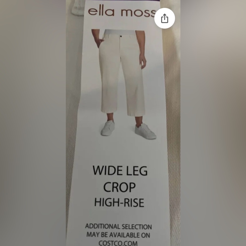 NWT Ella Moss Cream Wide-Leg Crop Pants Size 12 - Picture 4 of 6